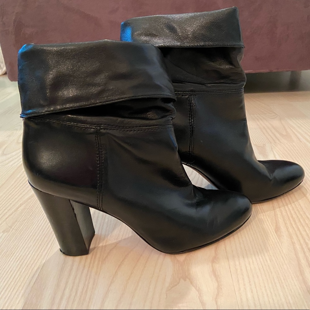 Vince Camuto Soft Leather Rolled-Top Ankle Booties